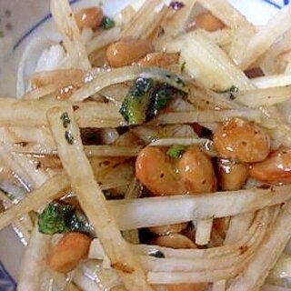 大根と野沢菜漬けとバルサミコ酢・納豆